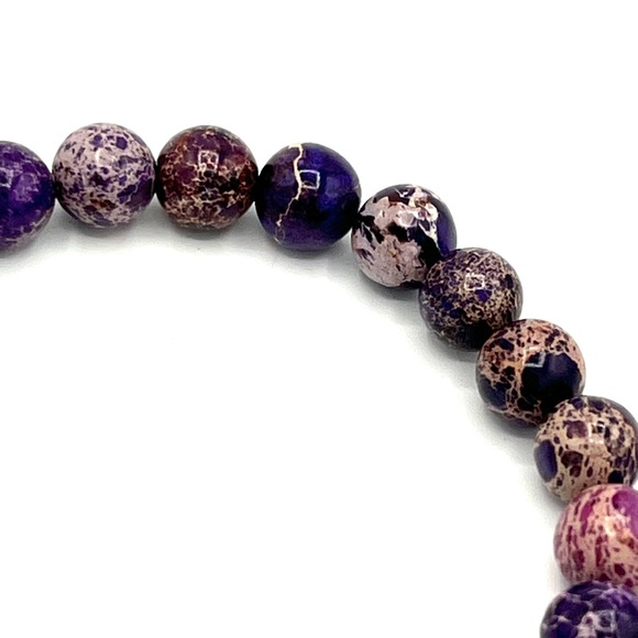 HAND CRAFTED Purple Imperial Jasper Stretch Bracelet - Picture 6 of 6